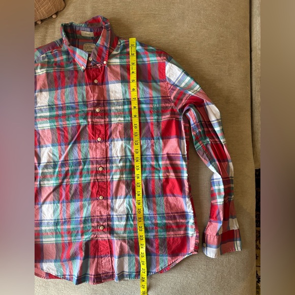J.Crew Classic Fit Plaid Button-Down Shirt Secret Wash L Cotton Red Green Blue - Picture 8 of 8